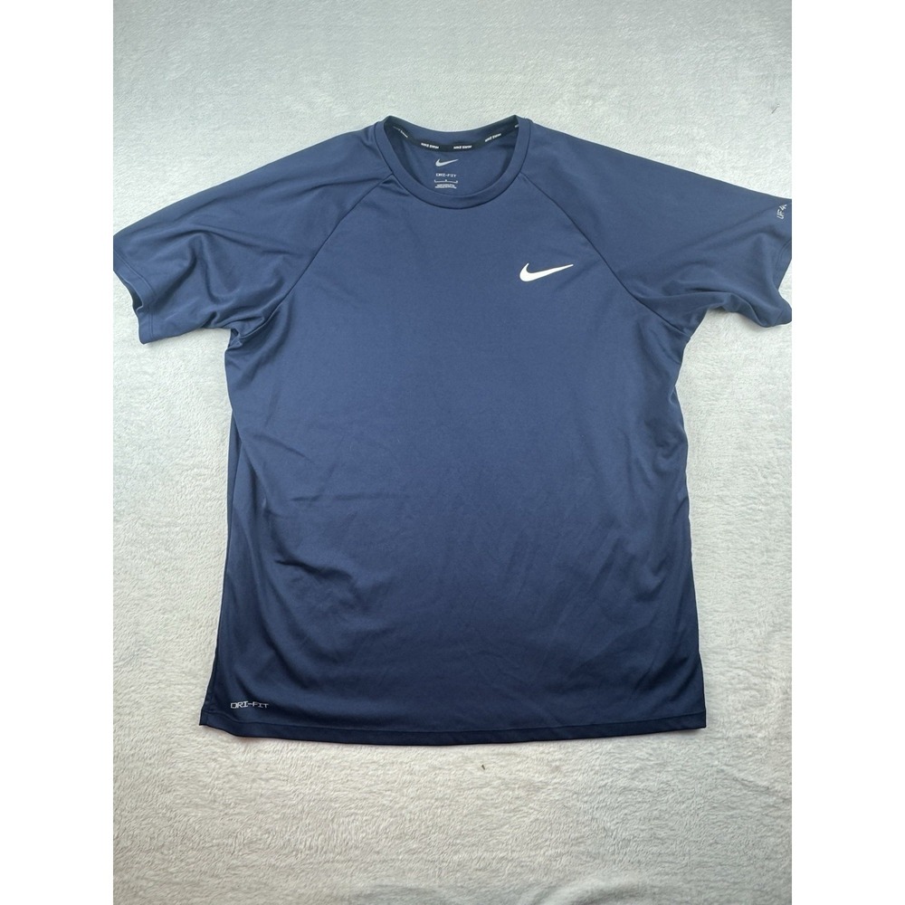 Nike Dri-Fit Swim T-Shirt Men's Large Navy Short Sleeve Beach Pool Crew Neck